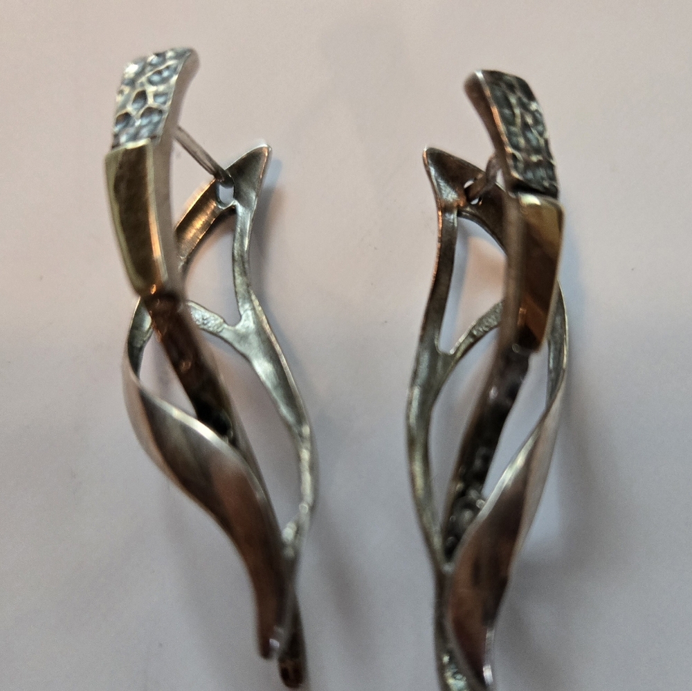 Designer Sterling 925 Silver Organic Earrings